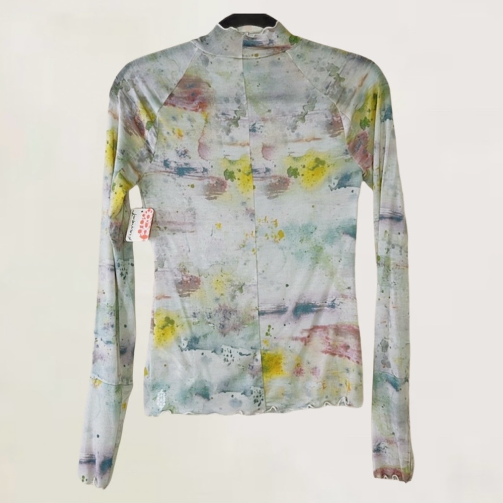 Free People Mesh High Jump Long Sleeve Mock Neck Top Transcend Speckle M - Picture 6 of 10